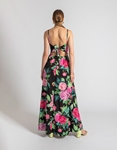 Εικόνα από Floral maxi φόρεμα με σκίσιμο στο πλάι Μαύρο