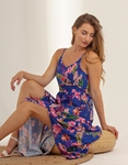 Εικόνα από Floral maxi φόρεμα με σκίσιμο στο πλάι Μπλε