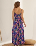 Εικόνα από Floral maxi φόρεμα με σκίσιμο στο πλάι Μπλε