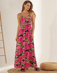 Εικόνα από Floral maxi φόρεμα με σκίσιμο στο πλάι Ροζ