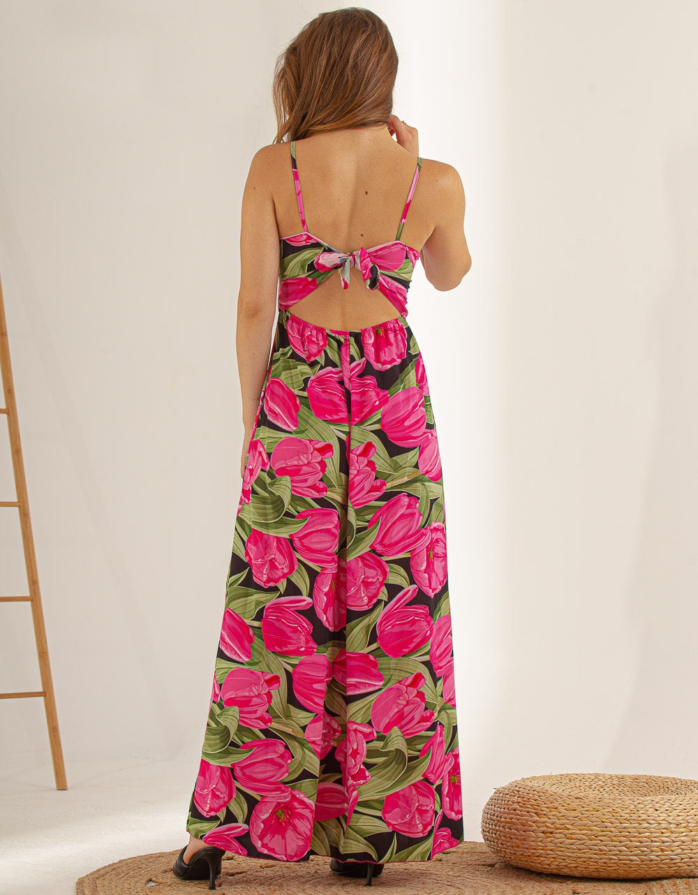 Εικόνα από Floral maxi φόρεμα με σκίσιμο στο πλάι Ροζ