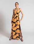 Εικόνα από Floral maxi φόρεμα με σκίσιμο στο πλάι Κίτρινο
