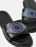 Εικόνα από Δερμάτινα σανδάλια Ελληνικής κατασκευής με σχέδιο μάτι Μαύρο