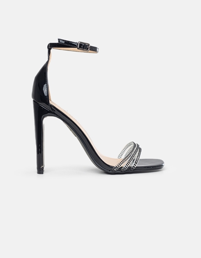 Εικόνα της Πέδιλα με διαφανή λουράκια και στρας Μαύρο