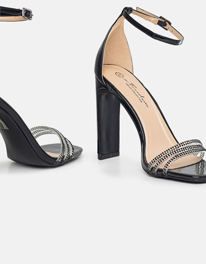 Εικόνα της Πέδιλα με διαφανή λουράκια και στρας Μαύρο