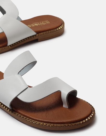 Εικόνα της Δερμάτινα σανδάλια Ελληνικής κατασκευής με ιδιαίτερο σχέδιο Λευκό