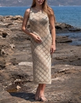 Εικόνα από Μaxi πλεκτό φόρεμα καφτάνι από βισκόζη Χρυσό