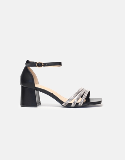 Εικόνα της Πέδιλα με μπαρέτα και λουράκια από strass Μαύρο