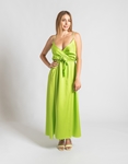 Εικόνα από Maxi μονόχρωμο κρουαζέ φόρεμα με ζωνάκι Πράσινο