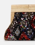 Εικόνα από Ψάθινο τσαντάκι clutch διακοσμημένο με παγιέτες Μαύρο
