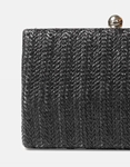 Εικόνα από Ψάθινη τσάντα clutch μονόχρωμη με αλυσίδα Μαύρο