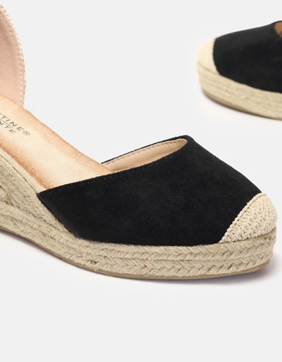 Εικόνα της Lace up εσπαντρίγιες σε συνδυασμό υλικών Μαύρο