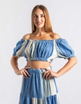 Εικόνα από Σετ maxi φούστα και off shoulders crop top Μπλε