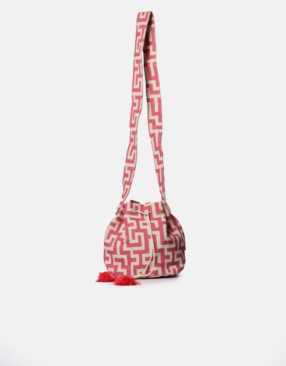 Εικόνα από Υφασμάτινη τσάντα ώμου πουγκί με μαίανδρο Φούξια