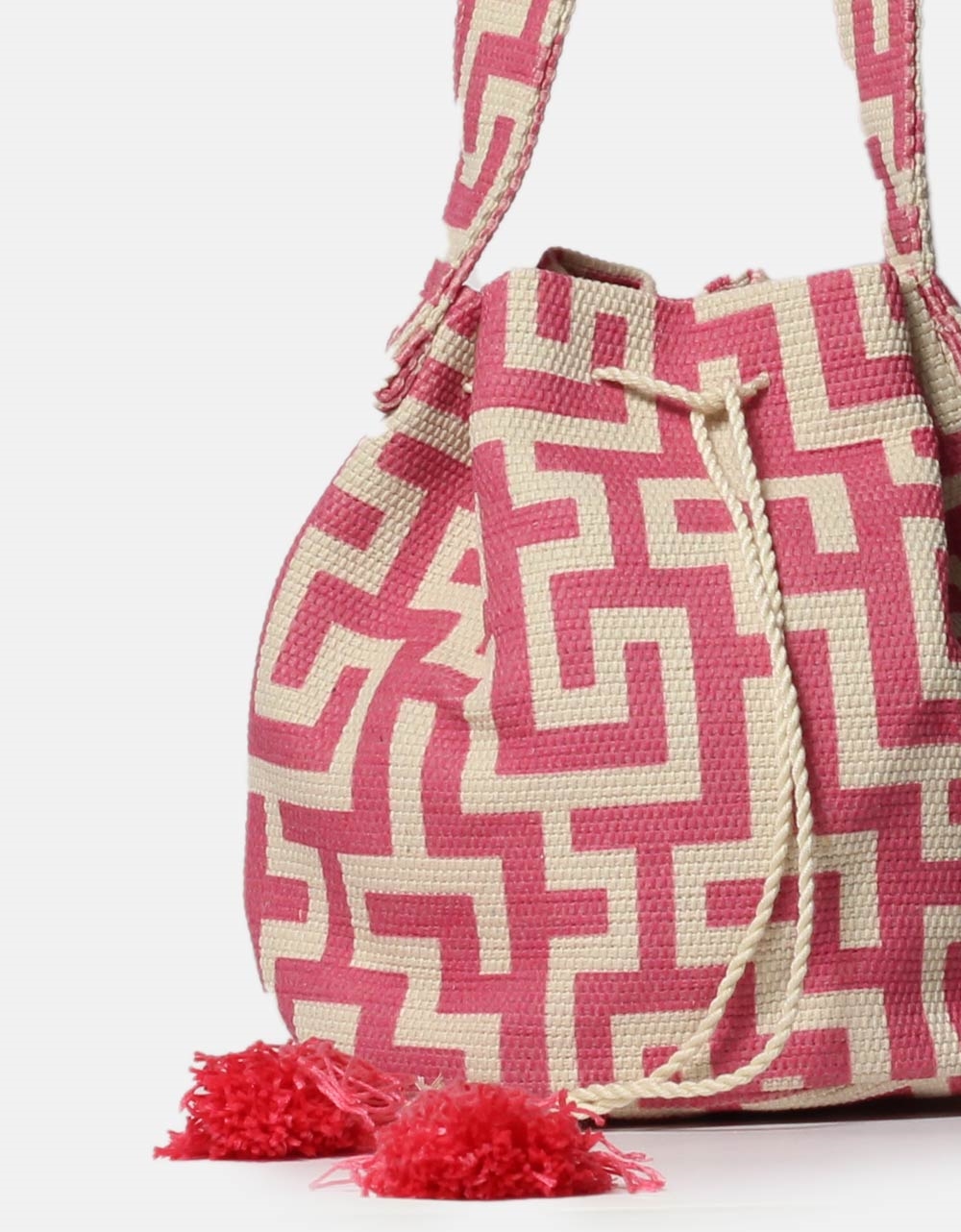Εικόνα από Υφασμάτινη τσάντα ώμου πουγκί με μαίανδρο Φούξια