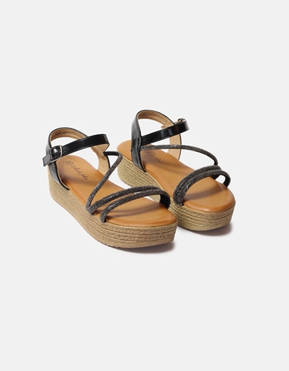 Εικόνα της Flatforms εσπαντρίγιες με λουράκια από strass Μαύρο