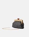 Εικόνα από Ψάθινο τσαντάκι clutch με ξύλινα στοιχεία Μαύρο