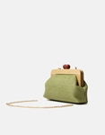 Εικόνα από Ψάθινο τσαντάκι clutch με ξύλινα στοιχεία Πράσινο