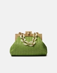 Εικόνα από Ψάθινη τσάντα clutch με ξύλινα στοιχεία Πράσινο