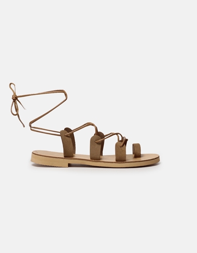 Εικόνα της Δερμάτινα σανδάλια lace up Ελληνικής κατασκευής Πούρο