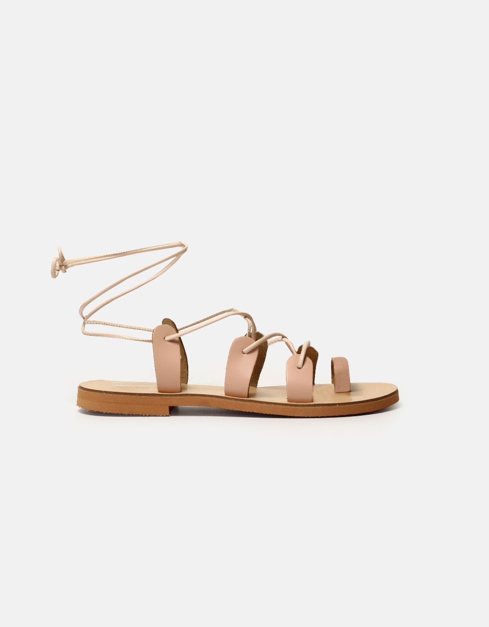 Εικόνα από Δερμάτινα σανδάλια lace up Ελληνικής κατασκευής Ροζ