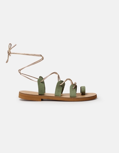 Εικόνα της Δερμάτινα σανδάλια lace up Ελληνικής κατασκευής Βεραμάν