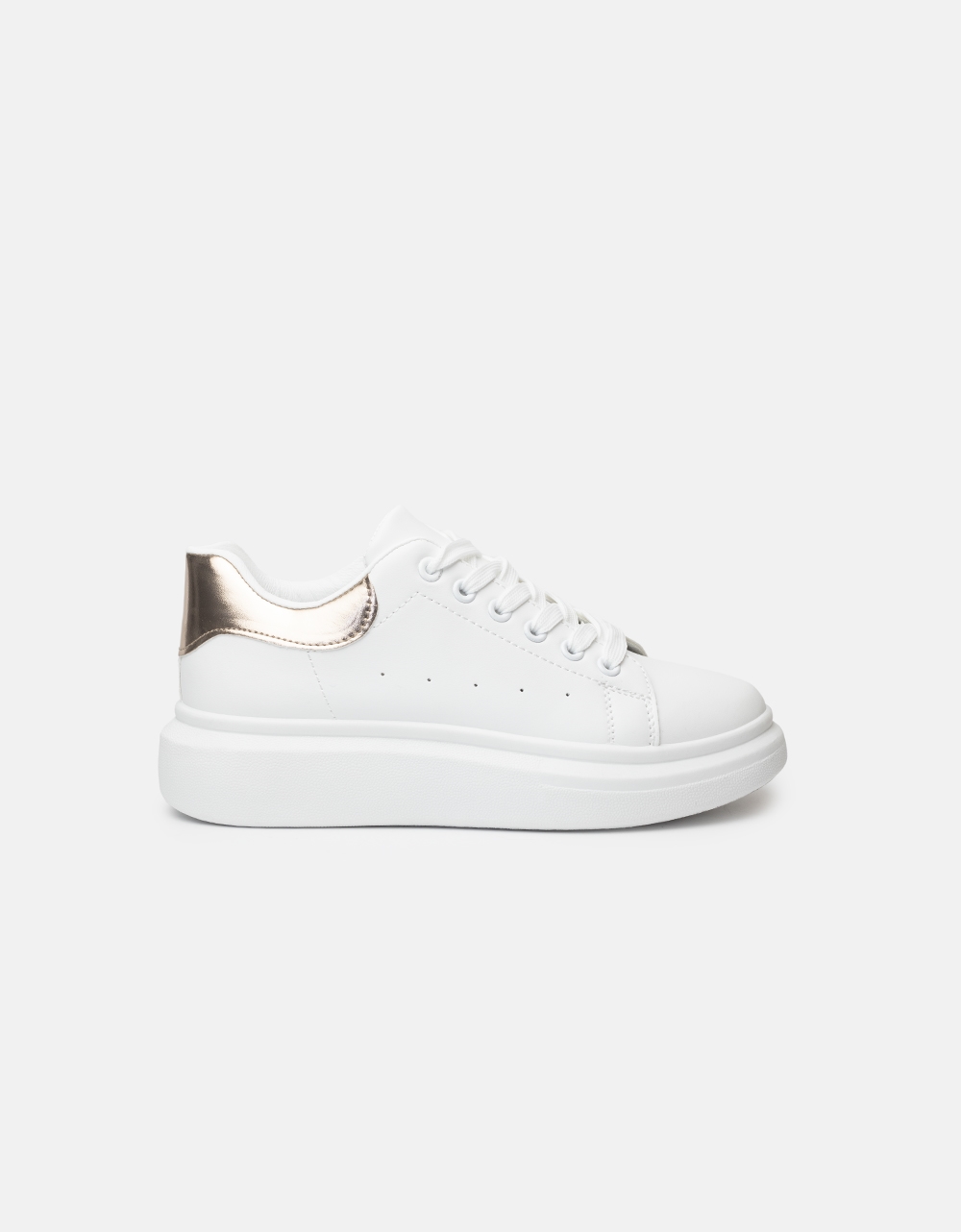 Εικόνα από Basic sneakers με κορδόνια και διπλή σόλα Λευκό/Σαμπανί