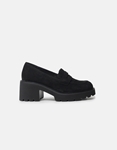 Εικόνα από Suede μονόχρωμα loafers με τετράγωνο τακούνι Μαύρο