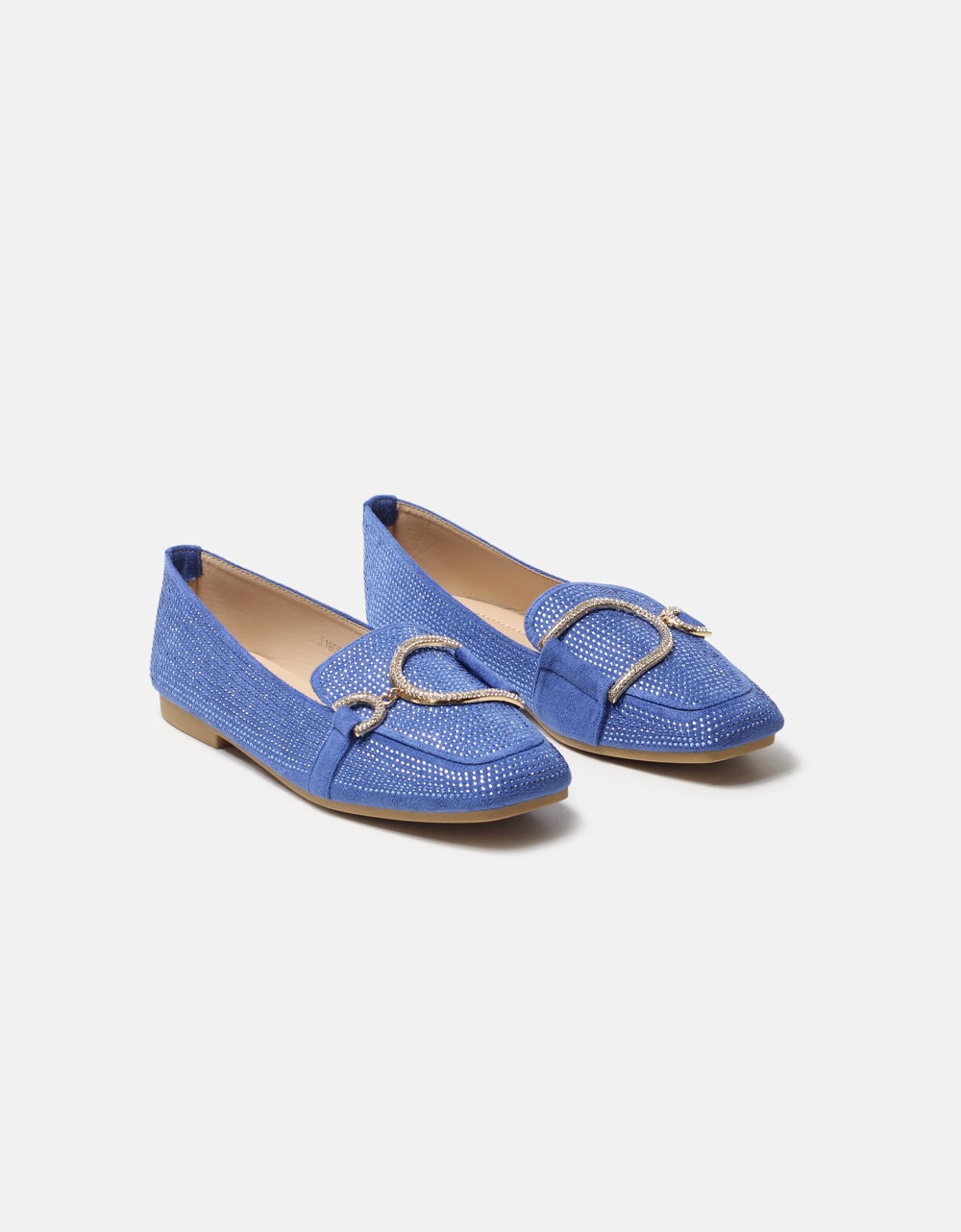 Εικόνα από Flat loafers με strass με μεταλλική λεπτομέρεια Μπλε
