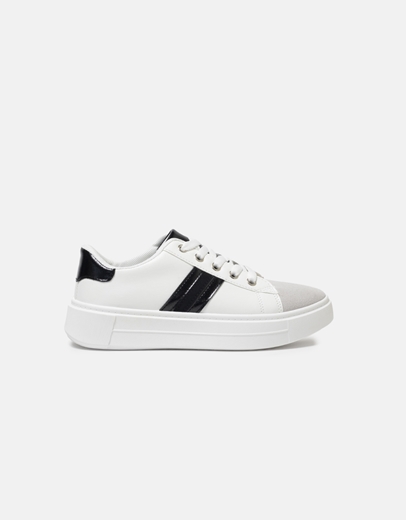 Εικόνα της Basic sneakers με διπλή ελαστική σόλα Λευκό/Μαύρο