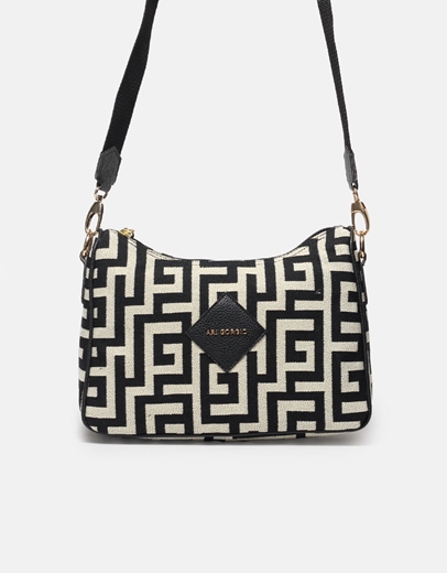 Εικόνα της Χειροποίητη τσάντα χιαστί με μαίανδρο Μαύρο