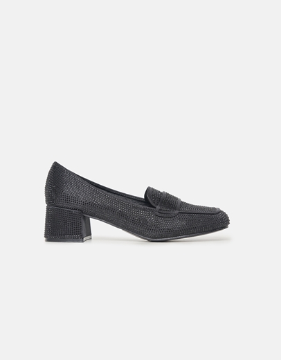 Εικόνα της Loafers με strass και χαμηλό τακούνι Μαύρο