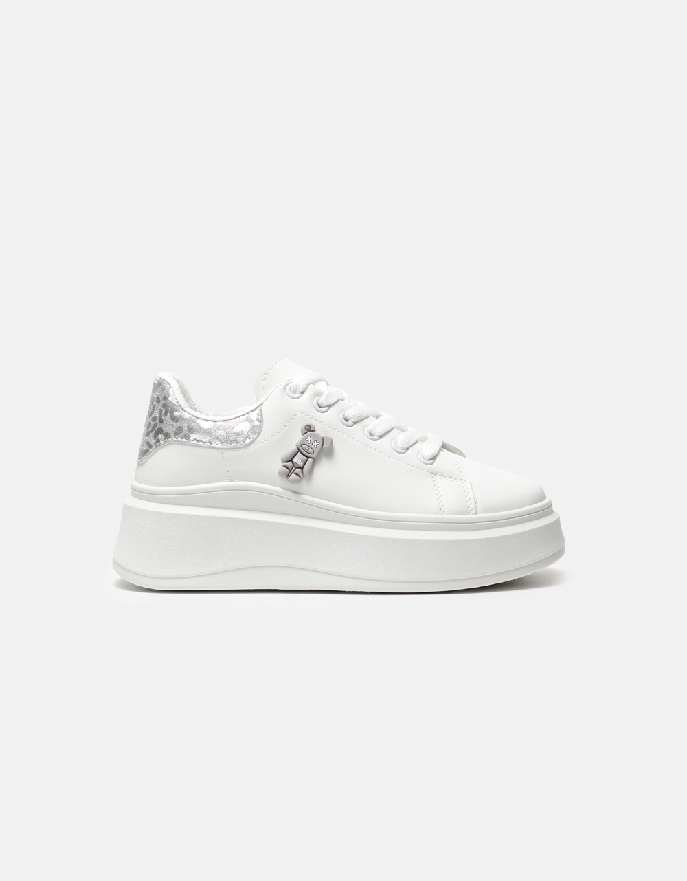 Εικόνα από Basic sneakers με διπλή ελαστική σόλα Λευκό/Ασημί