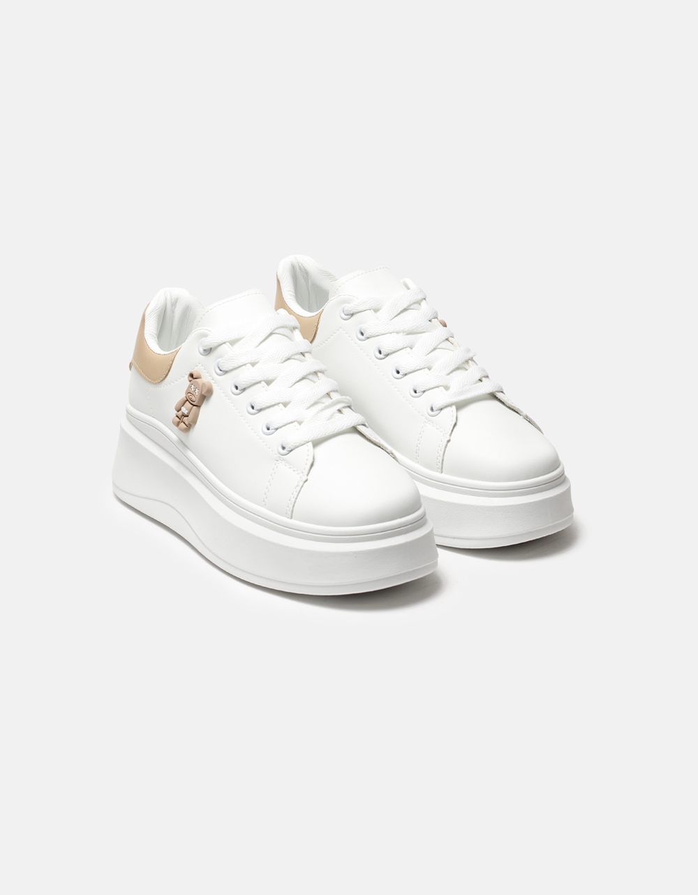 Εικόνα από Basic sneakers με διπλή ελαστική σόλα Λευκό/Πούρο
