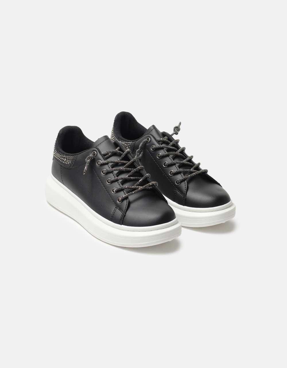 Εικόνα από Sneakers με διπλή σόλα διακοσμημένα με strass Μαύρο