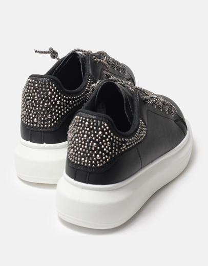 Εικόνα της Sneakers με διπλή σόλα διακοσμημένα με strass Μαύρο