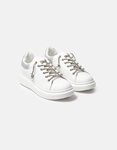 Εικόνα από Sneakers με διπλή σόλα διακοσμημένα με strass Λευκό/Ασημί