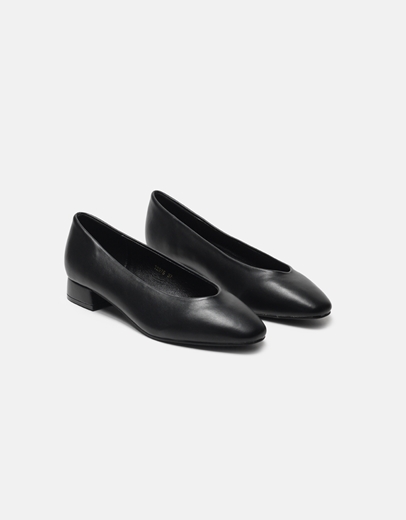 Εικόνα της Γοβάκια μονόχρωμα με χαμηλό τετράγωνο τακούνι Μαύρο