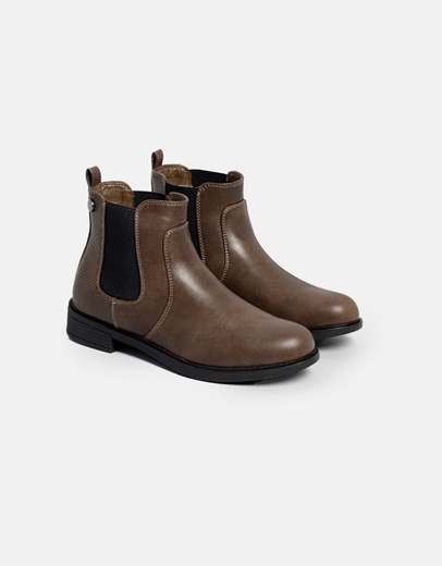 Εικόνα της Χαμηλα μποτάκια με λάστιχο στο πλάι μονόχρωμα Καφέ