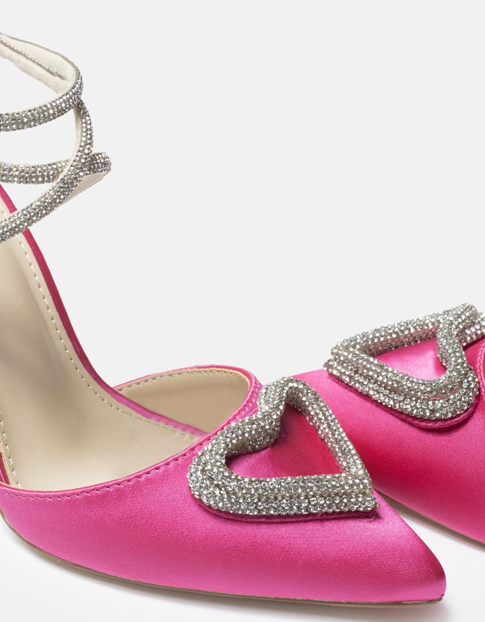 Εικόνα από Open heel σατέν γόβες με λεπτομέρεια από strass Φούξια