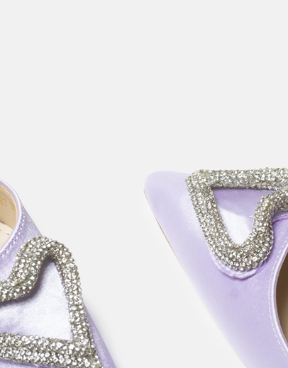 Εικόνα της Open heel σατέν γόβες με λεπτομέρεια από strass Λιλά
