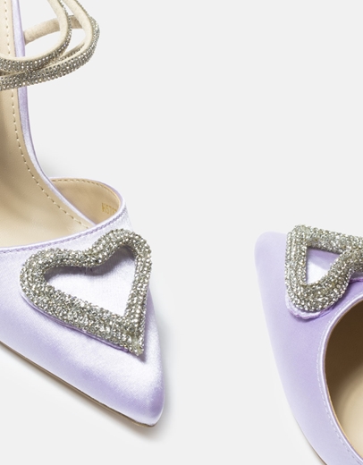 Εικόνα της Open heel σατέν γόβες με λεπτομέρεια από strass Λιλά