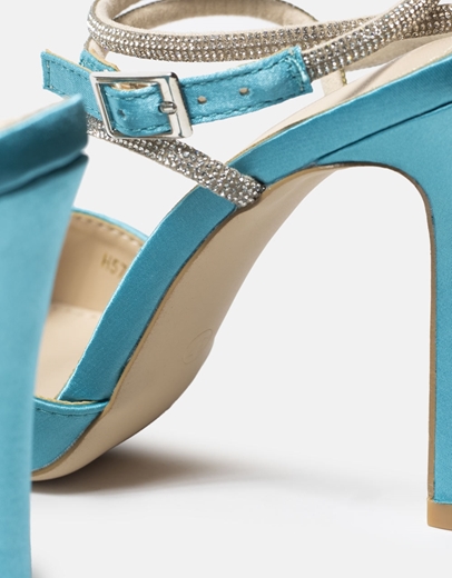 Εικόνα της Open heel σατέν γόβες με λεπτομέρεια από strass Σιέλ