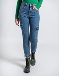 Εικόνα από Cargo denim παντελόνι με λάστιχο στο τελείωμα Τζιν