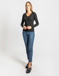 Εικόνα από Basic denim ελαστικό παντελόνι με ζώνη Τζιν