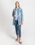 Εικόνα από Μακρύ denim jacket με φθορές και ξέφτια Τζιν