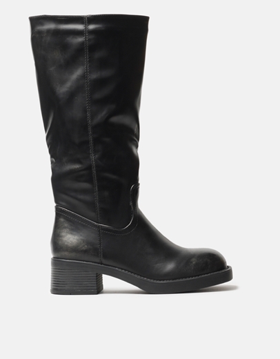 Εικόνα της Basic μονόχρωμες μπότες με φερμουάρ στο πλάι Μαύρο