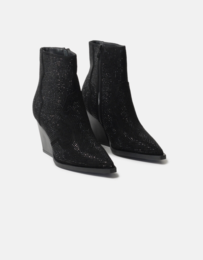 Εικόνα της Cowboy μποτάκια διακοσμημένα με strass Μαύρο