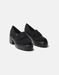 Εικόνα από Suede μονόχρωμα loafers με τετράγωνο τακούνι Μαύρο