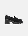 Εικόνα από Suede μονόχρωμα loafers με τετράγωνο τακούνι Μαύρο